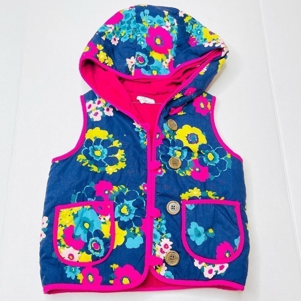 Genuine Kids By Oshkosh B’Gosh Flower Hooded Reversible Vest